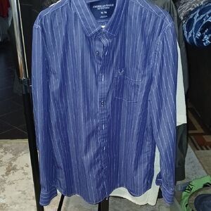 American Eagle Outfitters Blue Casual Button Down Shirt